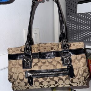 AUTHENTIC COACH Shoulder Penelope Signature Bag C1026-F14696 Tan/Black